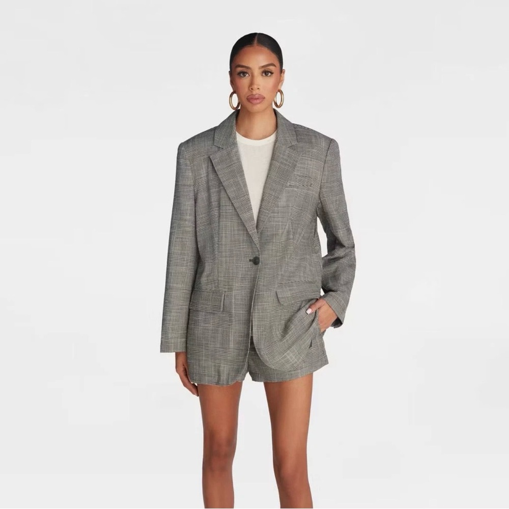 KBB by KAHLANA Women's 'The Deconstructed Blazer Gray Plaid S,M,XL,XXL,1X